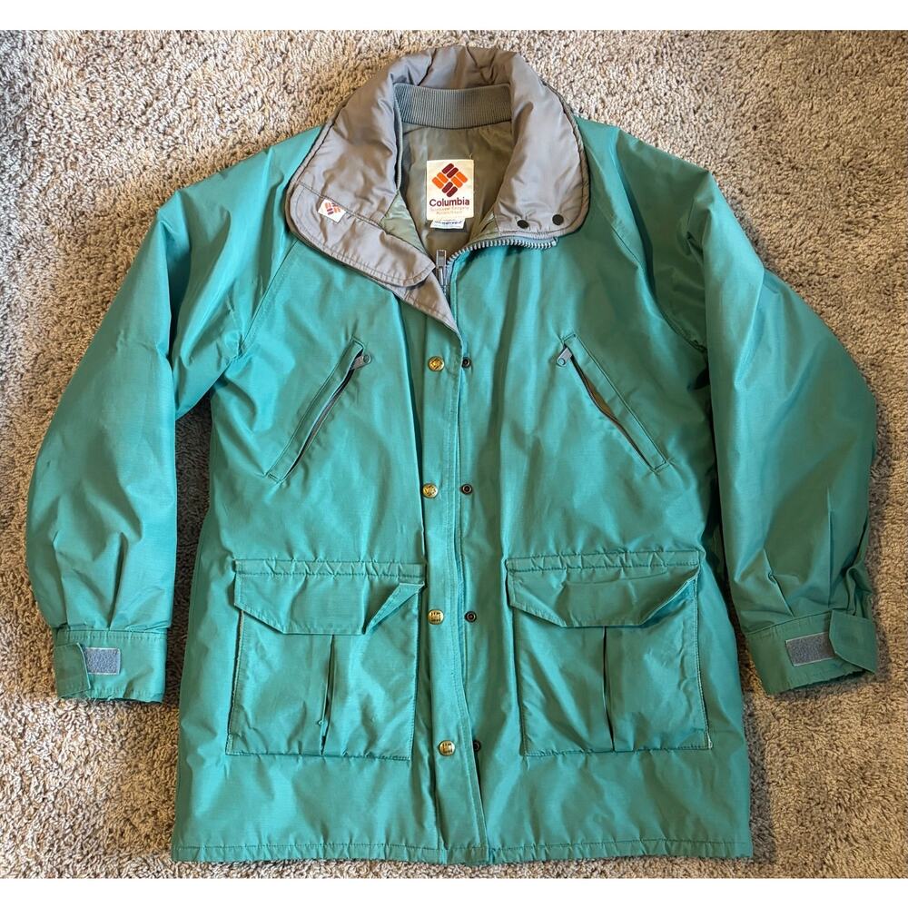Vintage Columbia Parka Jacket Women's Turquoise Gore-Tex Full Zip - Medium
